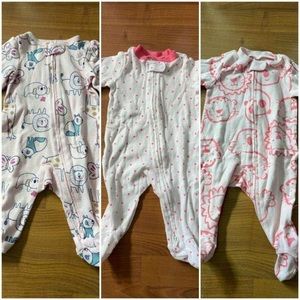 NWOT - Baby Girl pajamas with footsies and zipper down